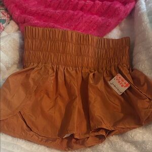 FP Movement by Free People Rust Orange Smocked Waist Athletic Shorts